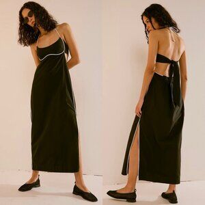 Free People Summer In Capri Midi in Black w/White Lining XS NWT